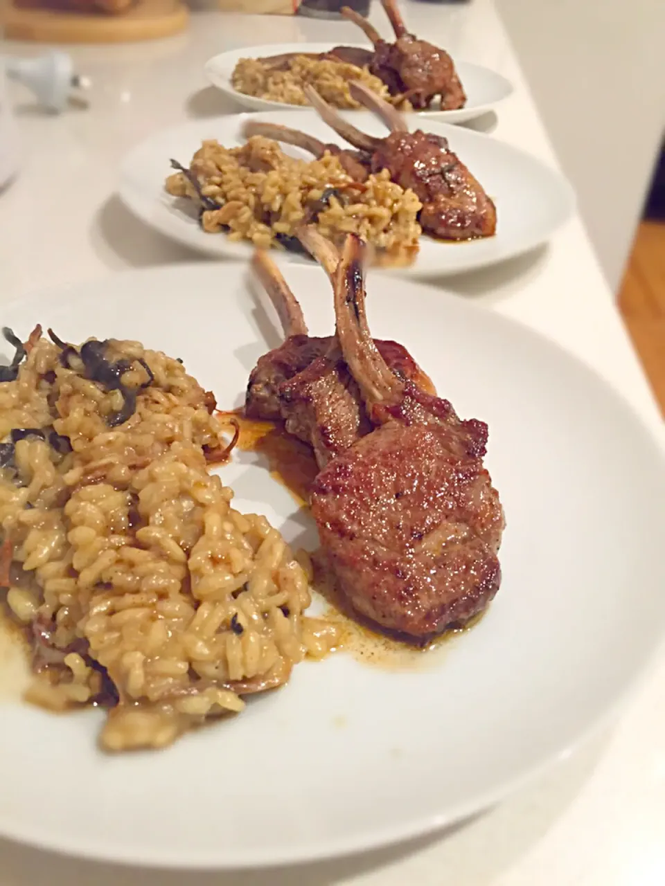 Snapdishの料理写真:Lamb cutlets with mushroom risotto|Carol Diasさん