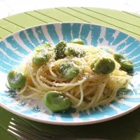 そら豆とペコリーノのスパゲッティ|家ワインさん