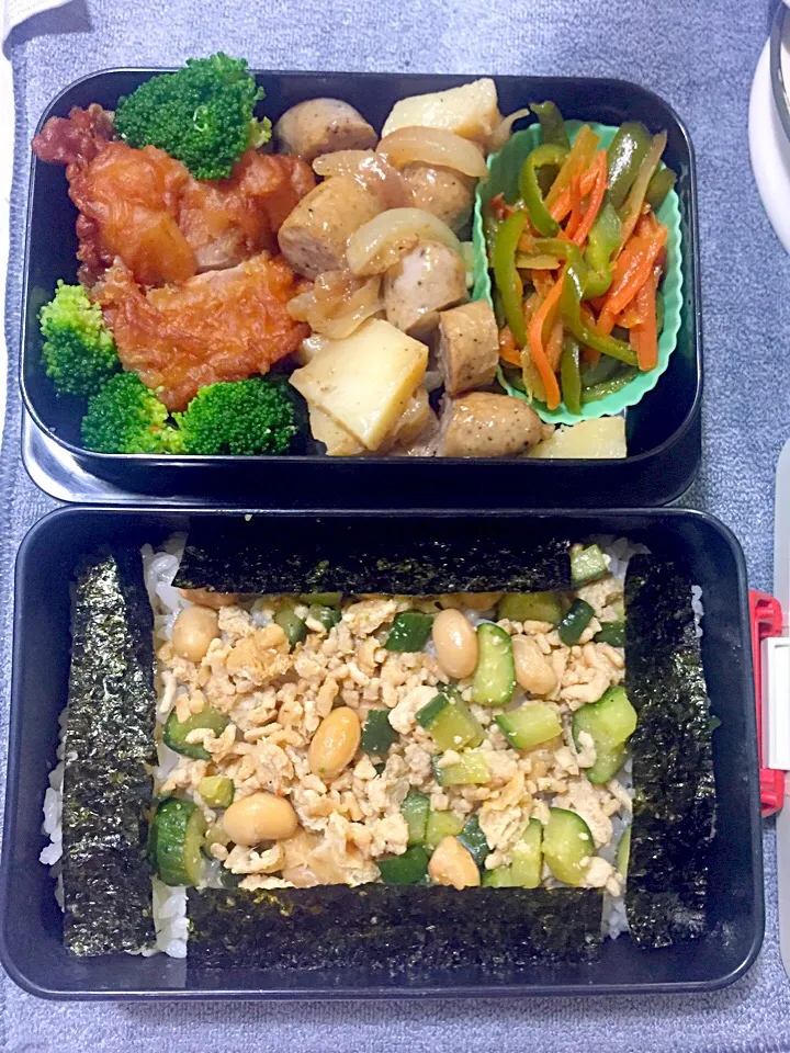 唐揚げと鶏そぼろ弁当♪|zoemocさん