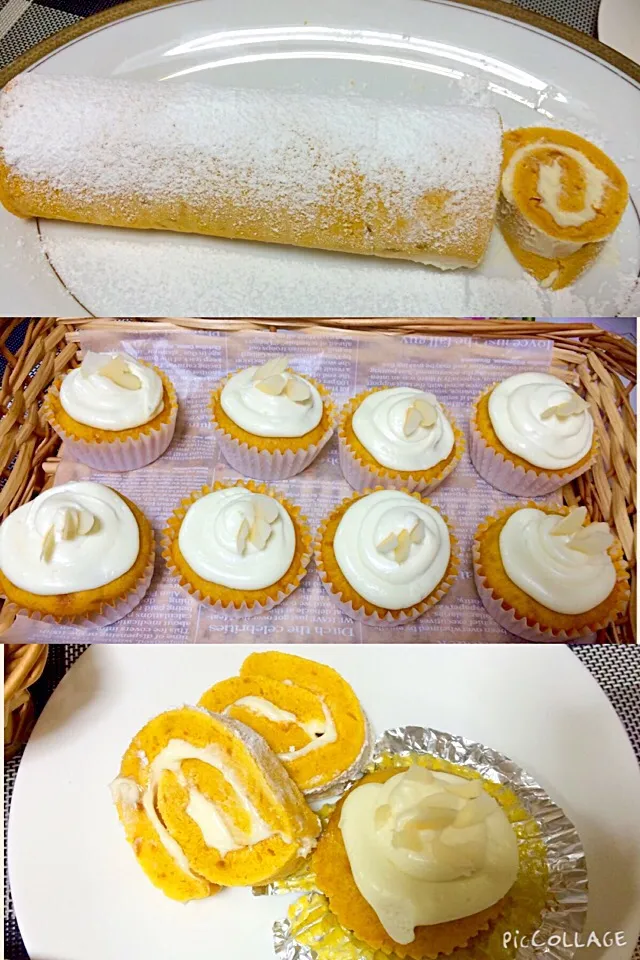 Dessert probably our breakfast tomorrow too❤️(*^_^*)❤️ it's all about Pumpkin- make it pumpkin purée turn to pumpkin cupcakes with cheese cream frosting " Pumpk|Babyluv Cabrera Ocampoさん