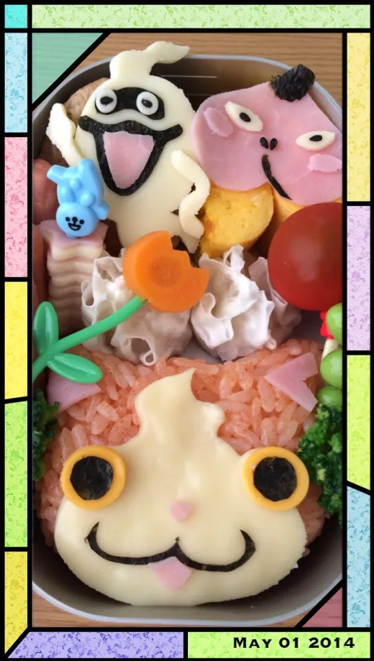 Snapdishの料理写真:妖怪ウォッチ ジバニャン ウィスパー おならずもの キャラ弁当|Mami Sakakibaraさん