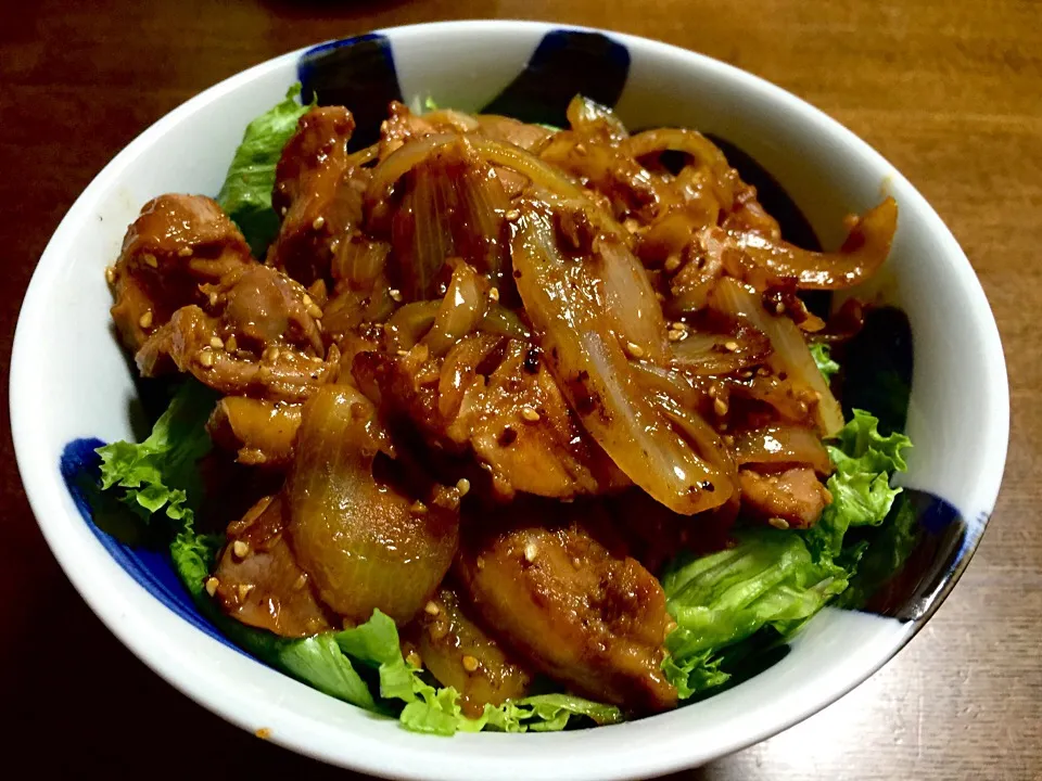 鳥もも、砂肝のジンジャーヘルシー丼|tsunemipapaさん