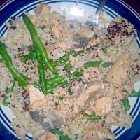 rice, salmon, and green beans|Dawn Nelsonさん