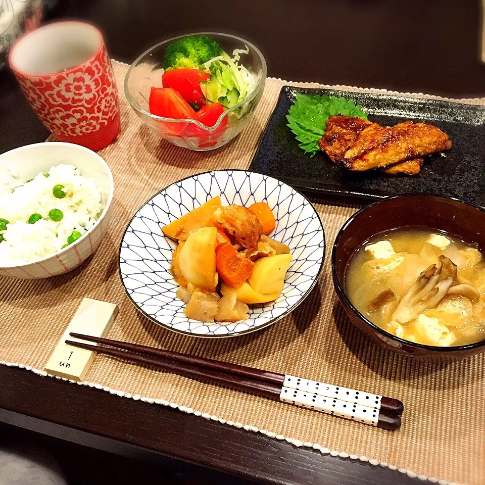 豆ご飯、鰺の蒲焼き|y05hik0さん