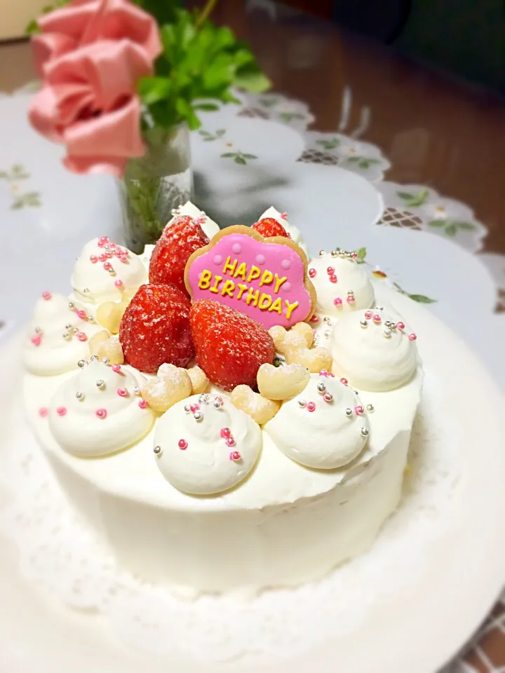 母のHappy Birthday٩(๑′∀ ‵๑)۶•*¨*•.¸¸♪久しぶりのショートケーキ♡...*゜|まぁちゃんさん