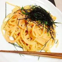 Snapdishの料理写真:明太子パスタ(*´罒`*)|Yuki Muroさん