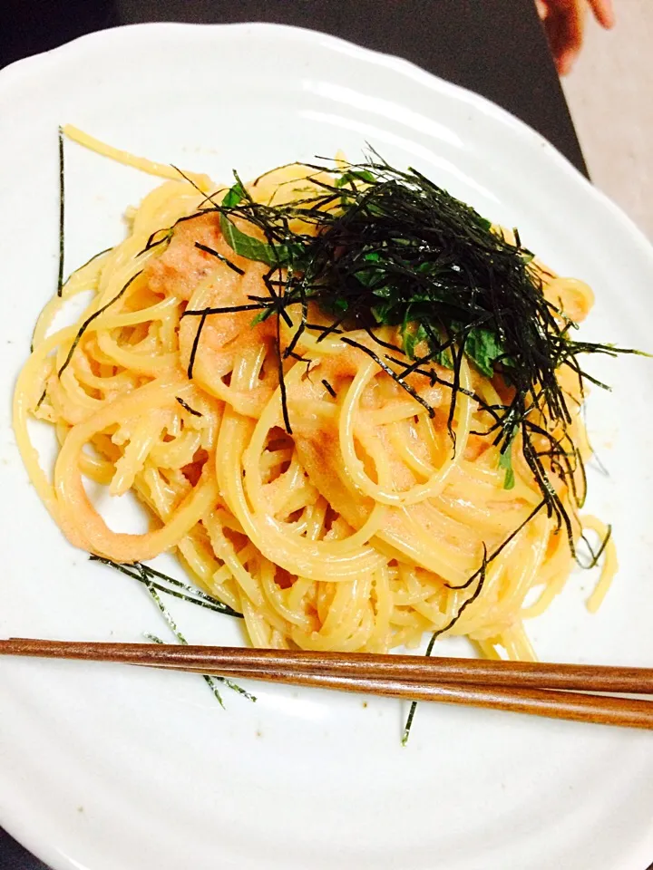 Snapdishの料理写真:明太子パスタ(*´罒`*)|Yuki Muroさん