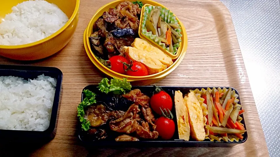 Snapdishの料理写真:なすと豚肉の味噌炒め弁当|みんさん