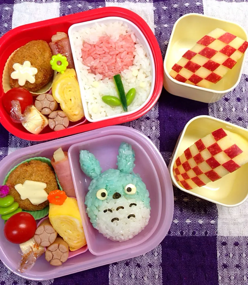 チューリップとトトロのお弁当(^-^)/|ひよさん