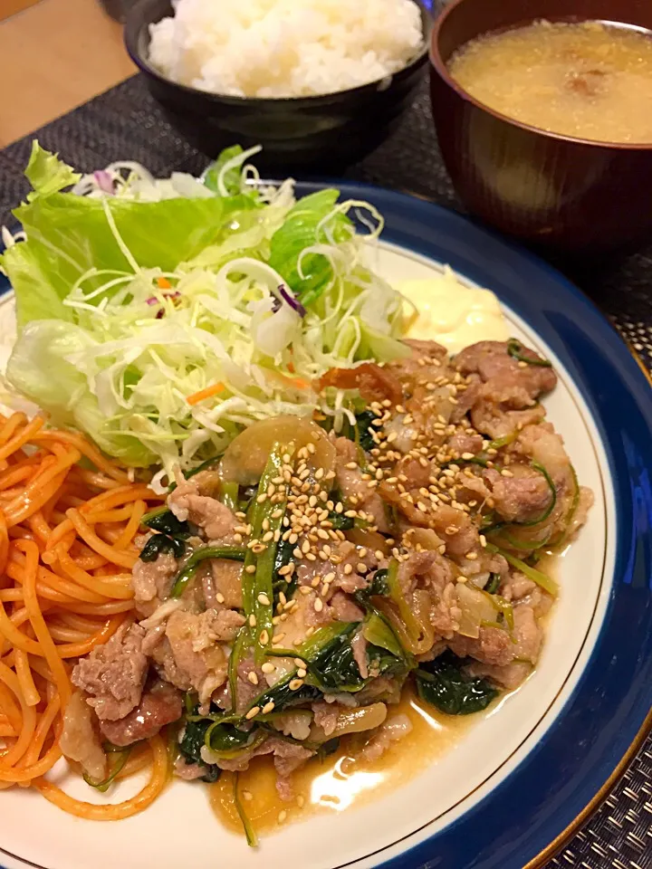 生姜焼き定食  なめこの味噌汁|Takaki Sasakiさん