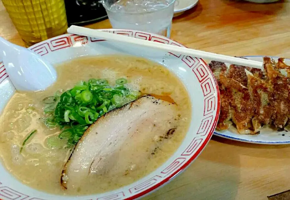 大阪梅田 まんねんの豚骨ラーメンと餃子|うさぎさん