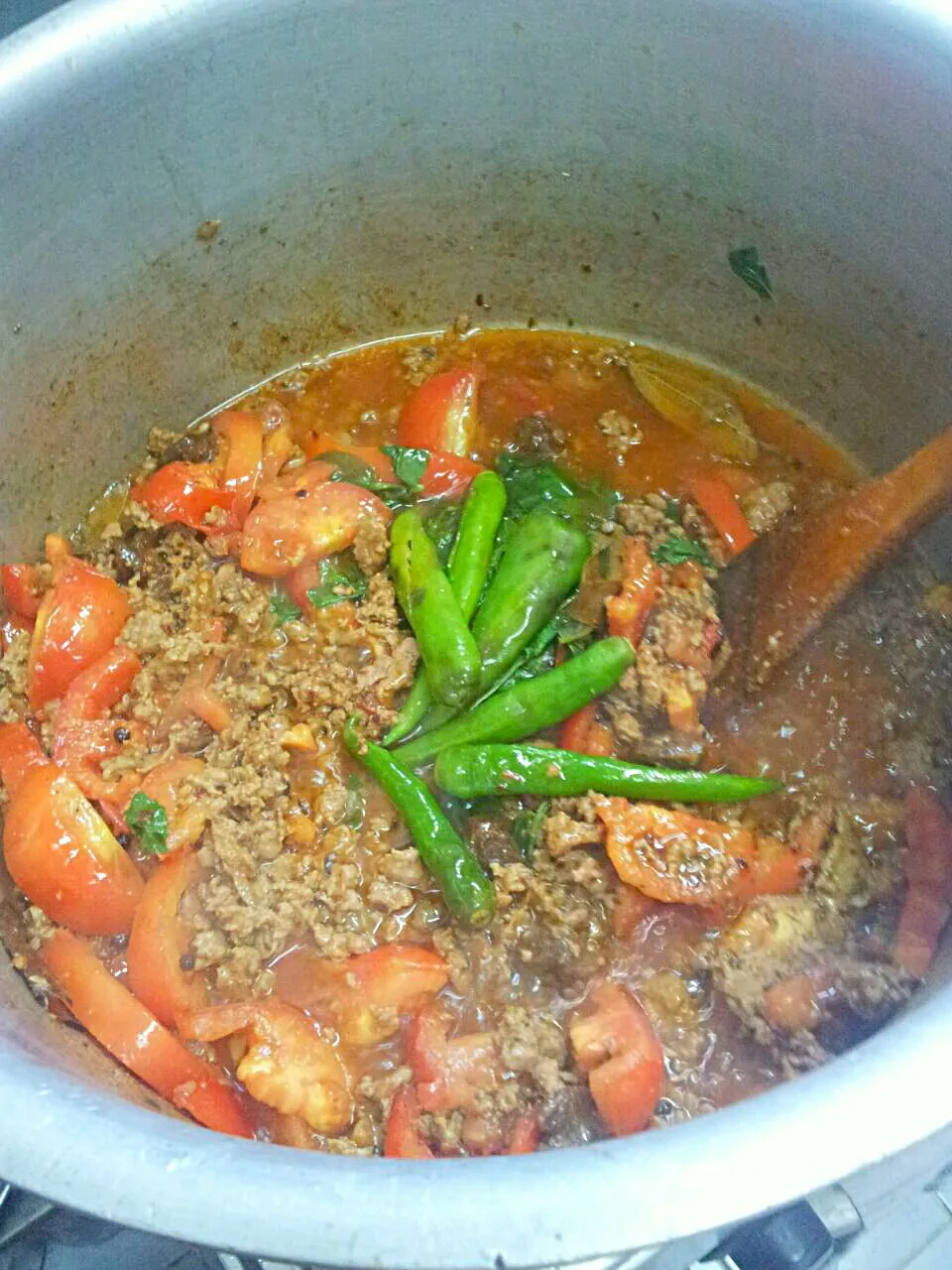 mince with tomatoes n green chilies|hinaさん