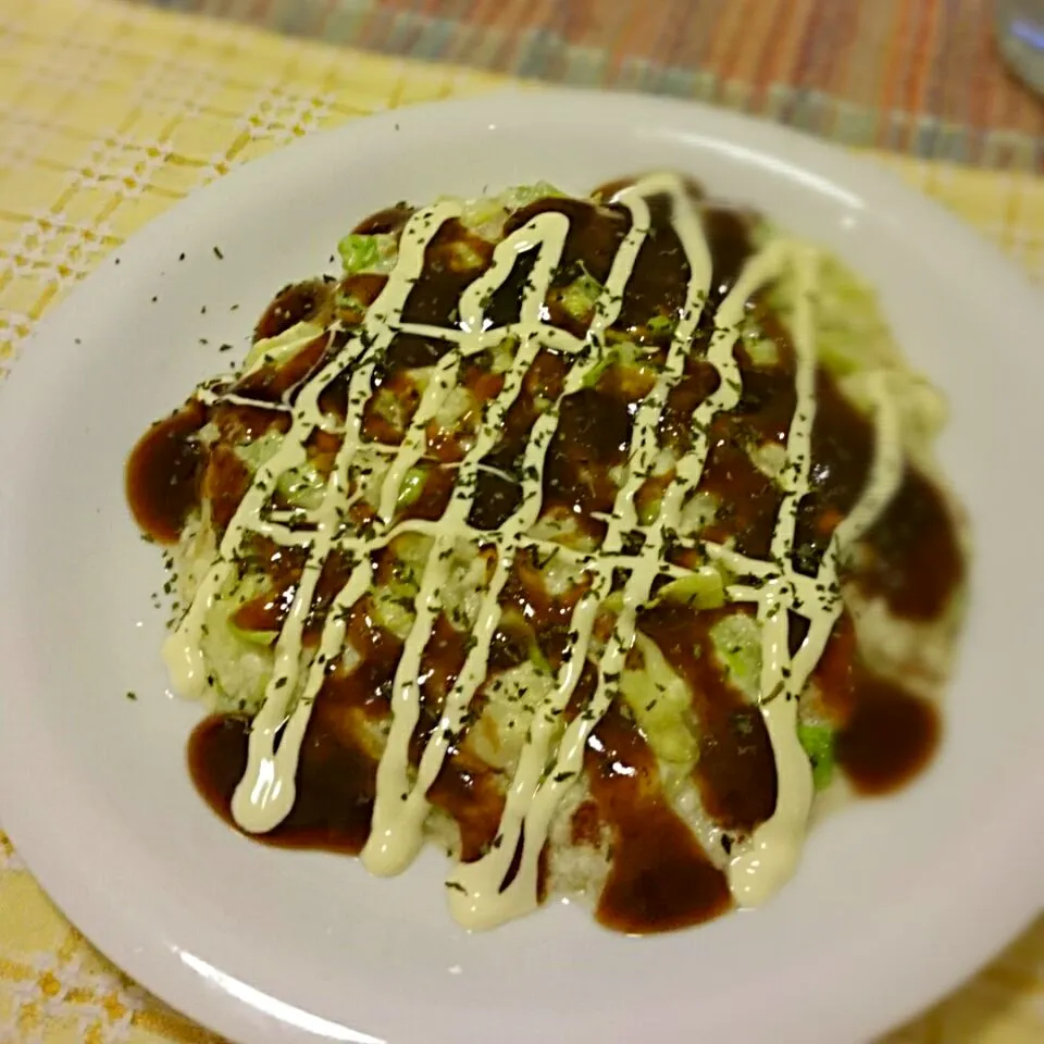 豆腐とキャベツでヘルシーお好み焼き風|ちぇさん