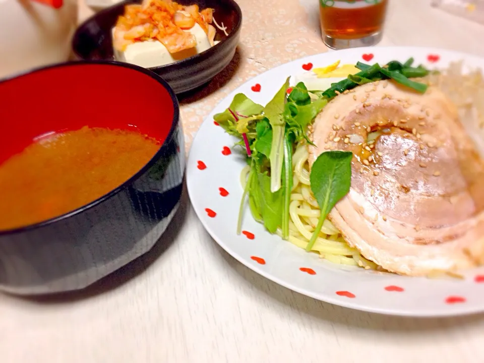 カレーつけ麺（チャーシュー、もやし、卵、ネギ、リーフ|あやにん食堂さん