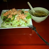 Snapdishの料理写真:Spicy Crab Salad+Mushroom soup|Evaさん