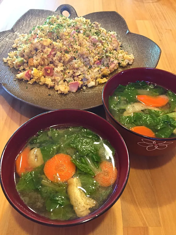 炒飯 ＆ べか菜のお味噌汁|こずえ⑅◡̈*さん