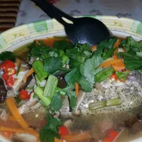 steamfish Thai style... yummy!!! #lunch #healthyfood|Liza Baharさん