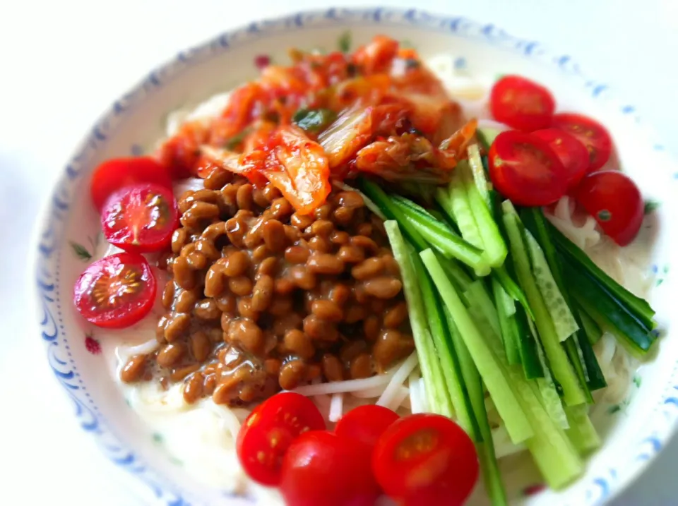 Snapdishの料理写真:豆乳と納豆の冷し麺|坂本和子さん