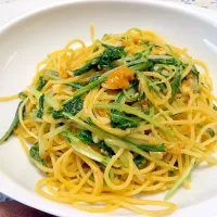 うにと水菜のパスタ|りおか きさわかさん