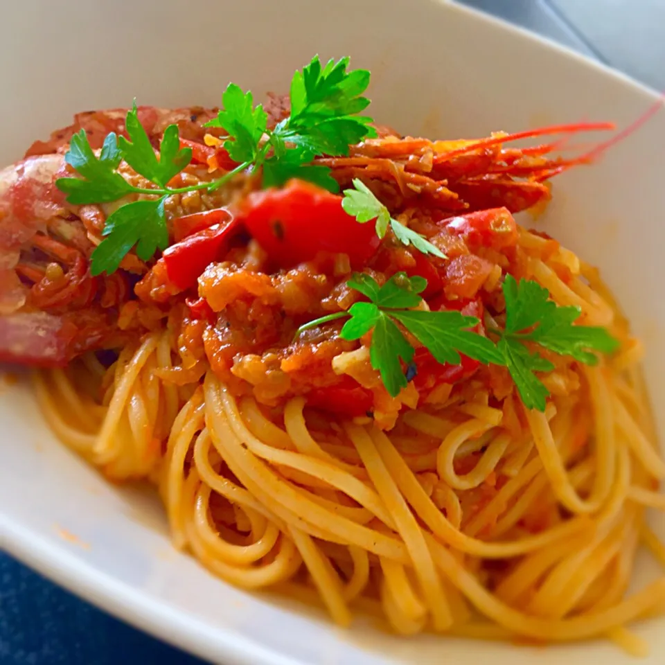 久々パスタ投稿🍝📷  赤海老トマトソース|Cedro🍋さん