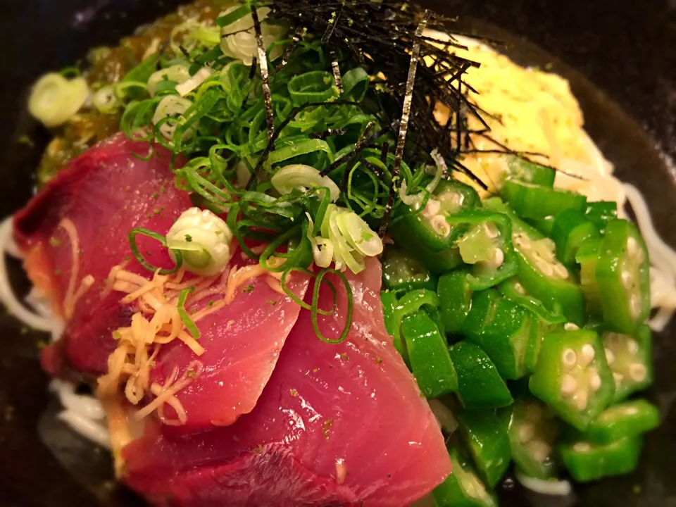 初鰹のネバトロまぜめん3|半田手延べそうめんの店 阿波や壱兆さん