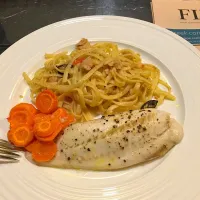 Tilapia fish with linguine al tonno|chushiokさん