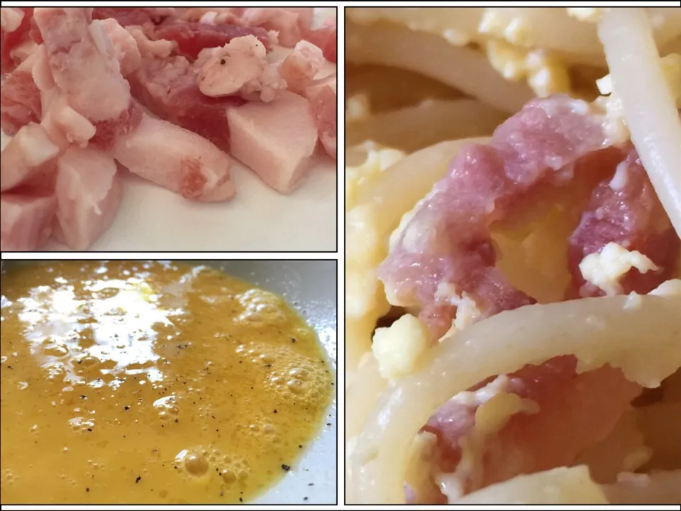 #carbonara con guanciale, uova pepe e sale. Servita con uovo ben cotto e non in crema...|matteo pisanoさん