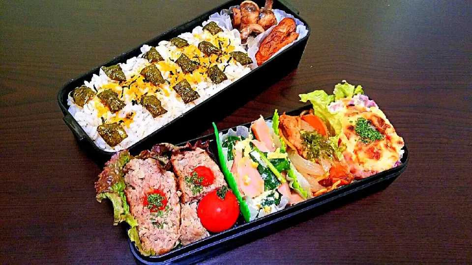 旦那弁当☆野菜たっぷりハンバーグ定食♪|pikyuさん