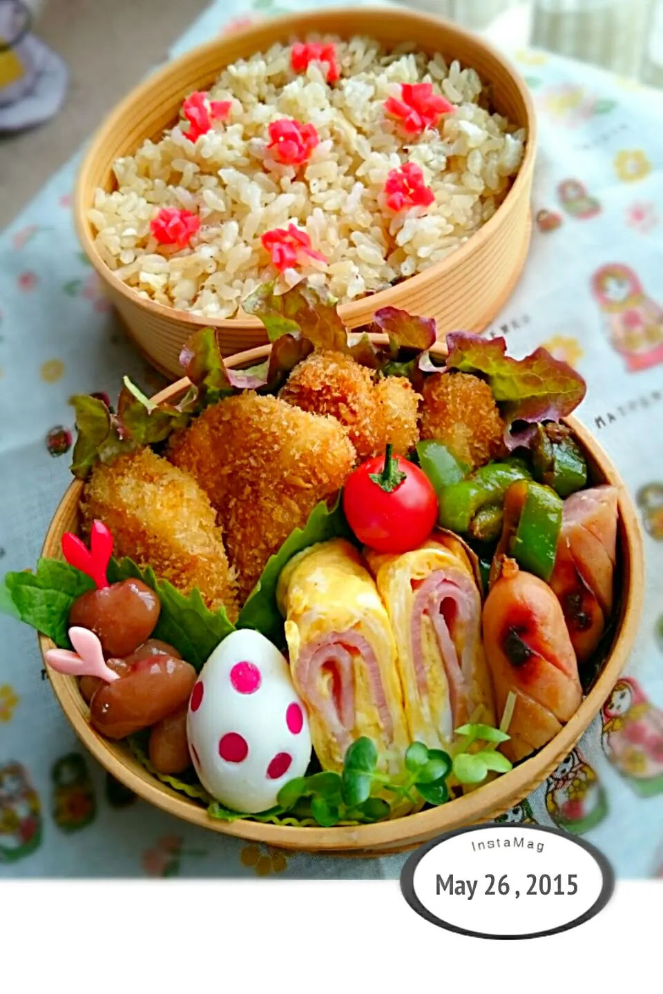 Snapdishの料理写真:鯛めしとチキンカツ弁当❤|Takako Funasakaさん