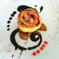 Puff Pastry Apple Rose with Chocolate Sauce & toffee balls