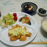 チキン南蛮と冷やっこ|ふとい なみさん