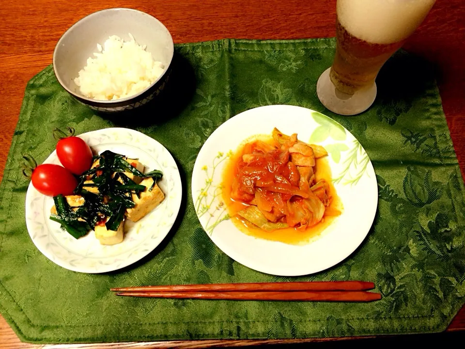 チキントマト煮 豆腐とにらの和風だし炒め 白滝入りヘルシーごはん|Ａｋａｒｉ♡さん