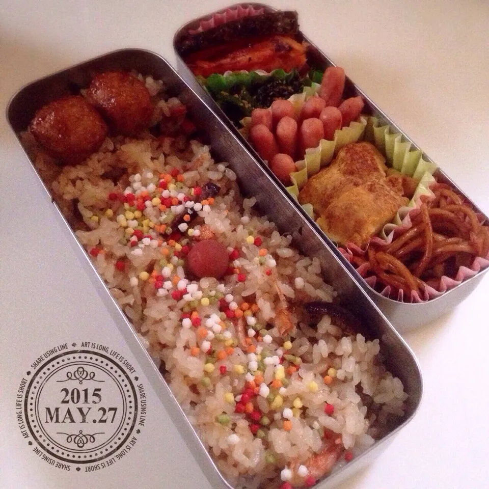 主人のシンプルお弁当❤︎桜えびごはん|Makinsさん