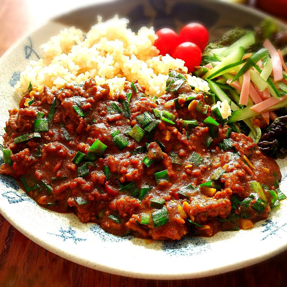 ニラ入り挽き肉カレー|プチテンよすさん