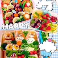 Snapdishの料理写真:小2運動会トトロポケサン弁当٩(ˊᗜˋ*)و|あい♡まりさん