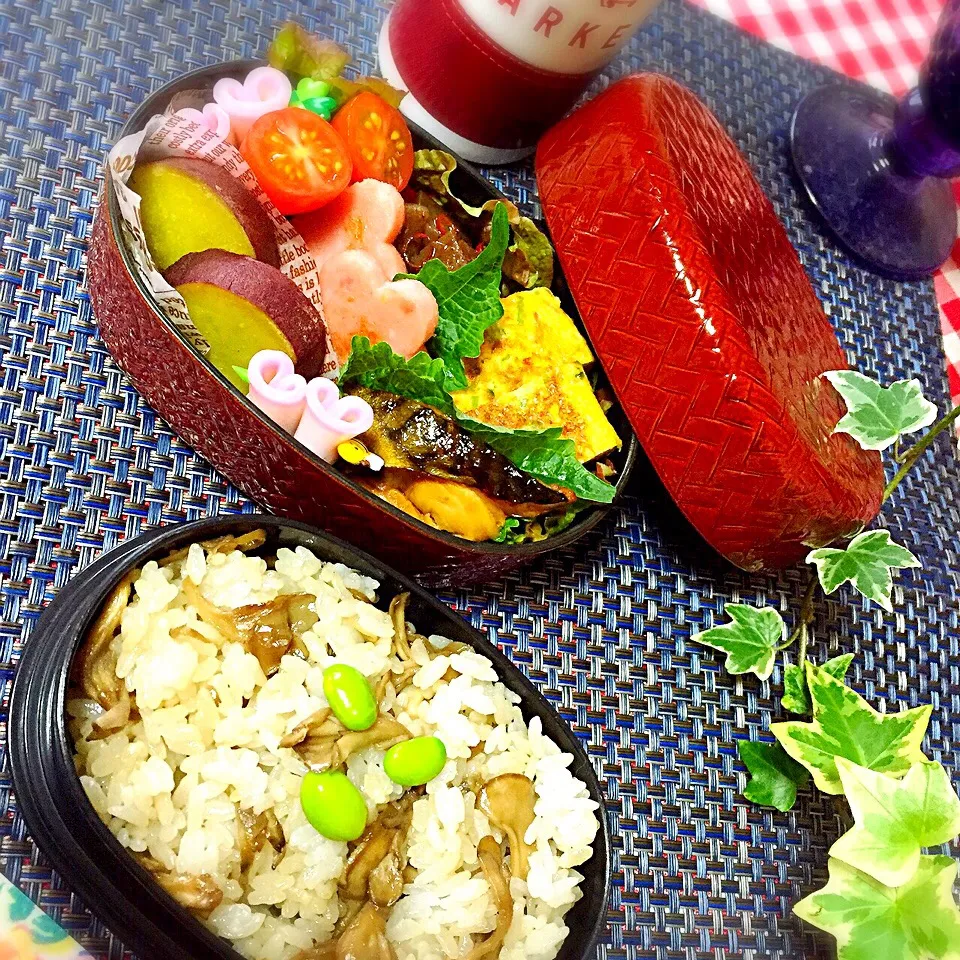 Snapdishの料理写真:舞茸ご飯のお弁当🍱|かぼ(≡'・'≡)さん