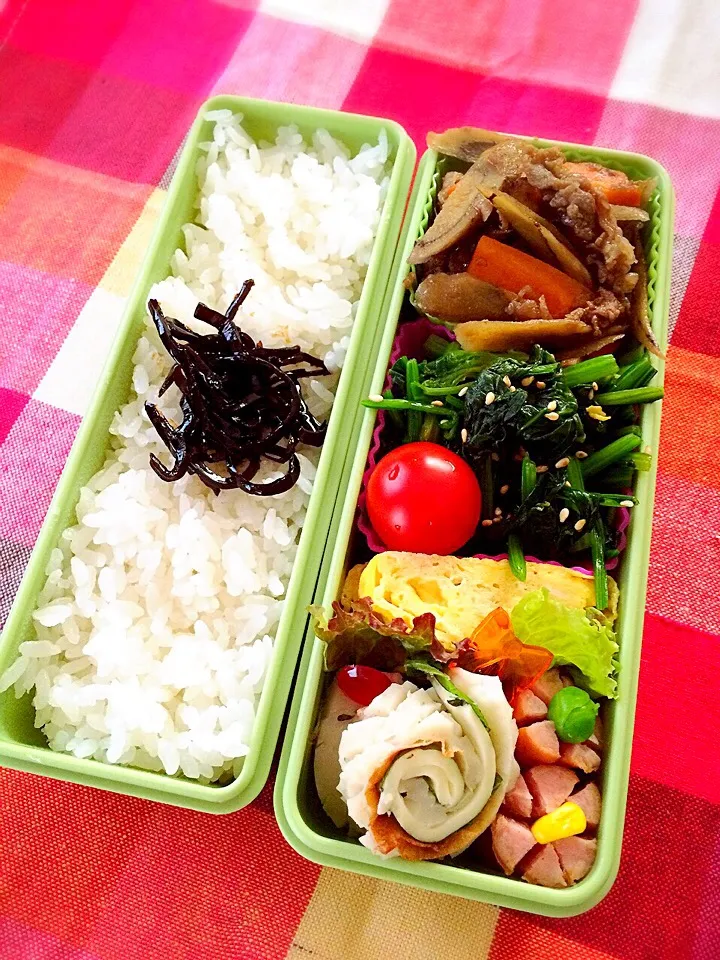 今日のお弁当5/28♡牛こま肉とごぼうのしぐれ煮…(*^^*)|ばろんさん