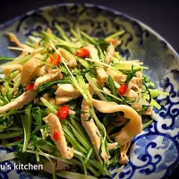 オヤジ特製☆超簡単！鶏胸肉と水菜の唐辛子炒め♪ v(｡･ω･｡)ｨｪｨ♪