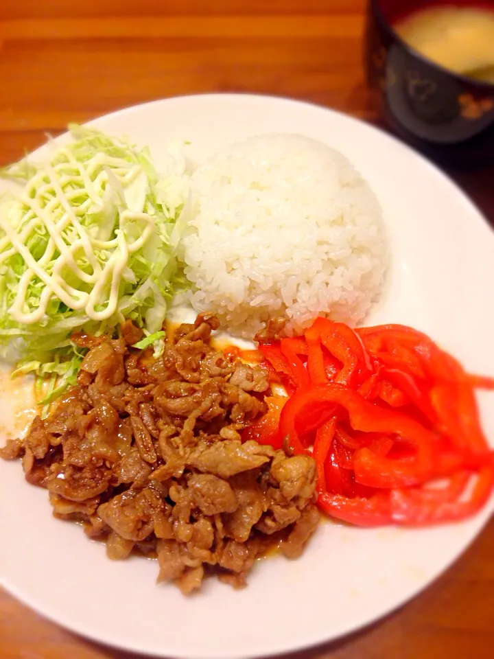 Snapdishの料理写真:はちみつ生姜焼きプレート☆|みきさん