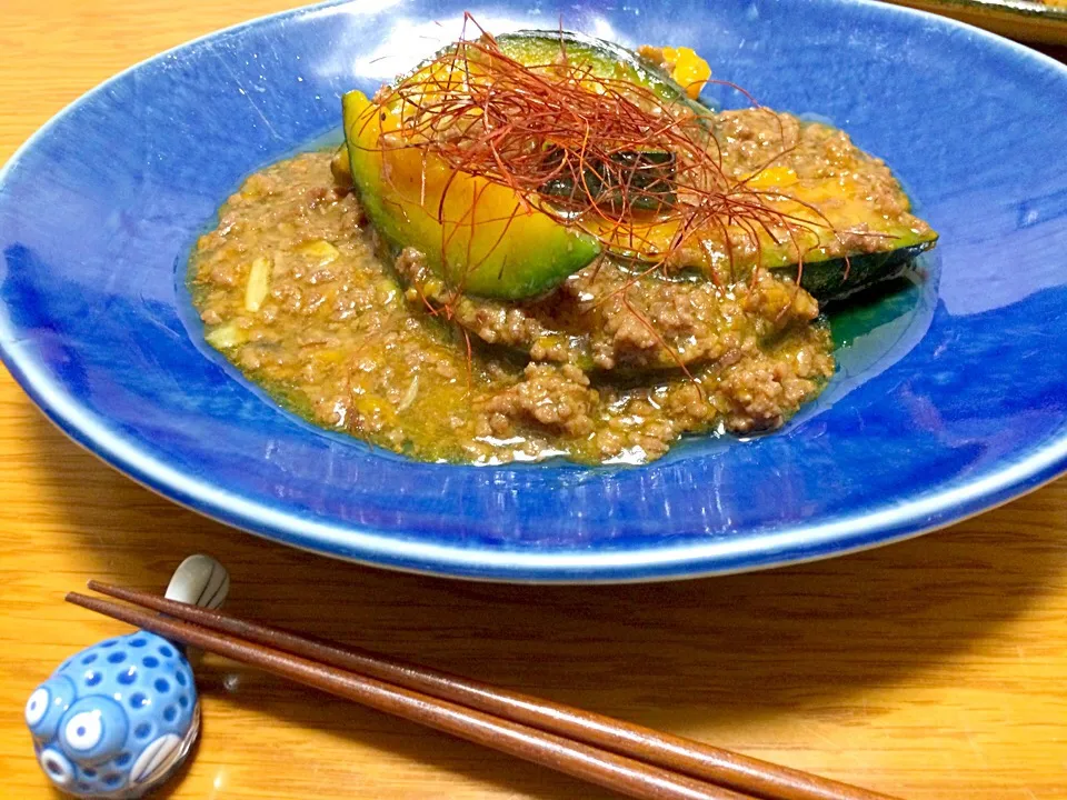 カボチャと挽肉の餡掛け|風流料理人さん