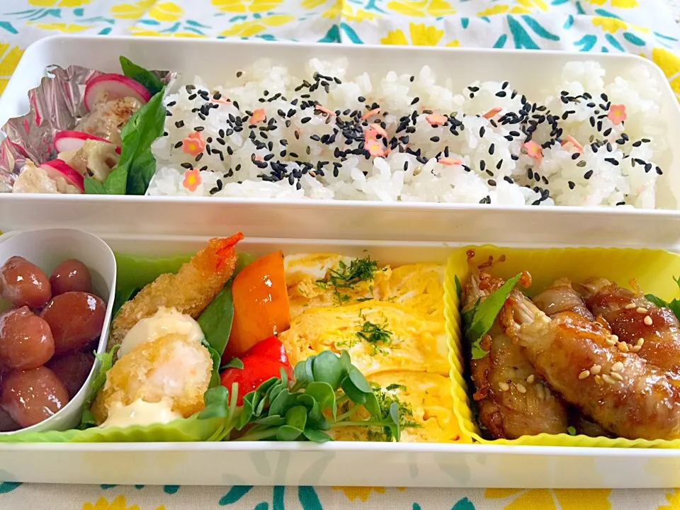 Snapdishの料理写真:えのきの肉巻き弁当|Kanegonさん