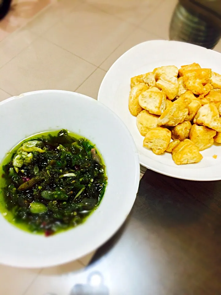 Fry tofu with green chili sauce|wu lan lieさん