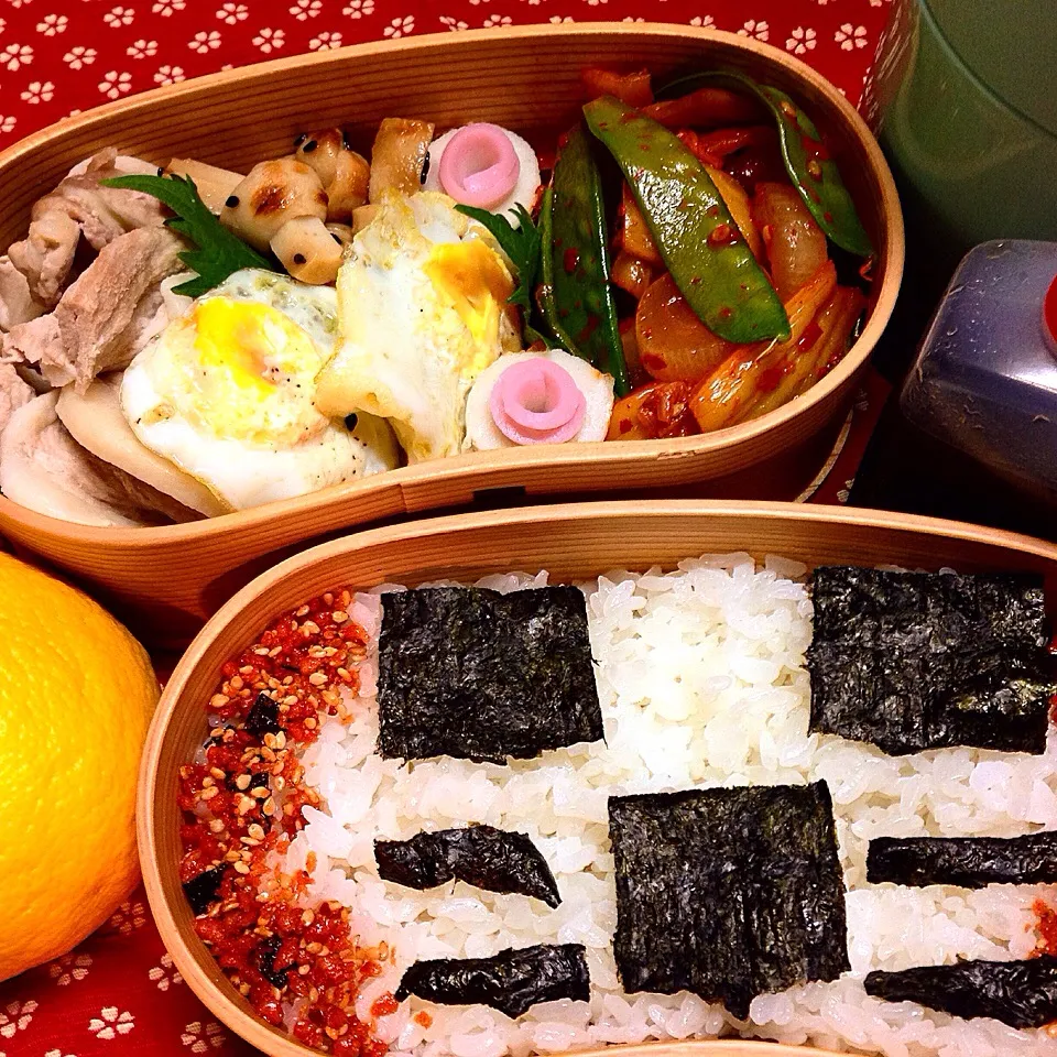 Snapdishの料理写真:あっさり冷しゃぶとホット玉ねぎキムチ弁当(OvO)|伊佐治親（イサ）さん