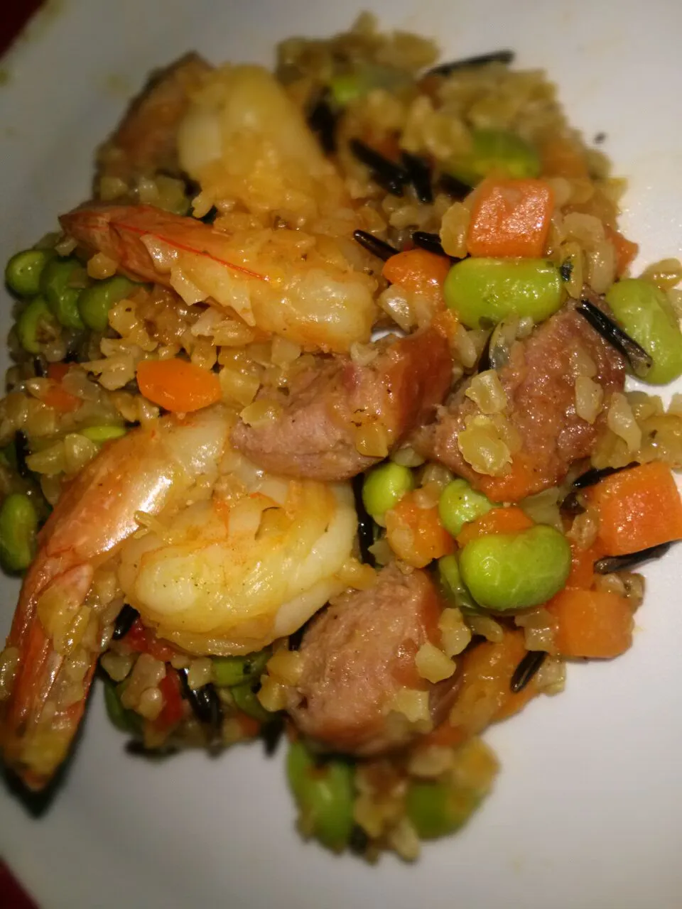 wildrice couscous shrimp carrots bean turkey sausage|graceさん