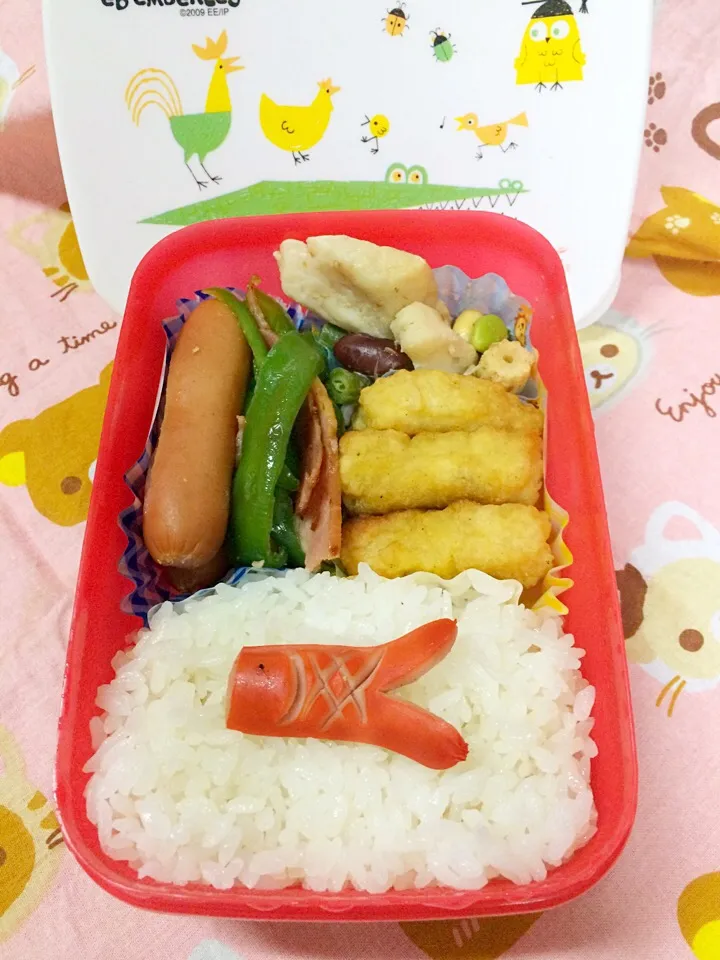 シンプル弁当。小学生。アレルギーで給食が食べれない日用。2015.05.29|yukirinさん