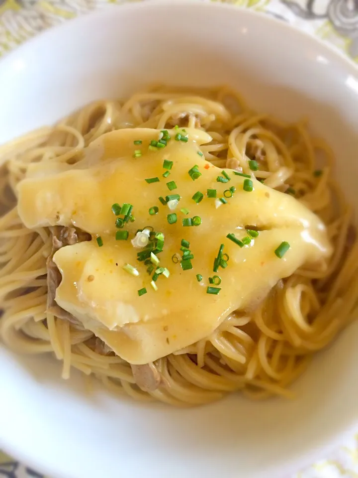 Dried mushroom cream sauce spaghetti with Frounder|mamakumiさん