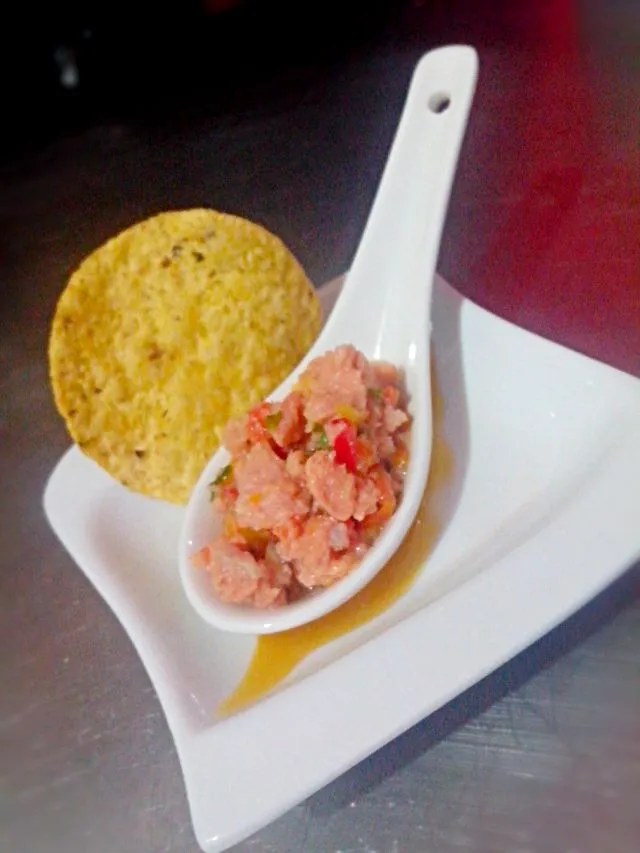 ceviche spoon : salmon w/ chip|Abelさん