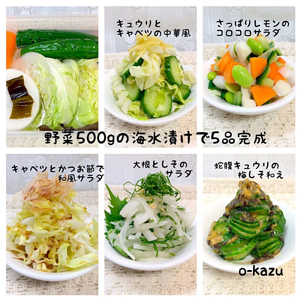 野菜500gの海水漬けで5品完成|o-kazuさん