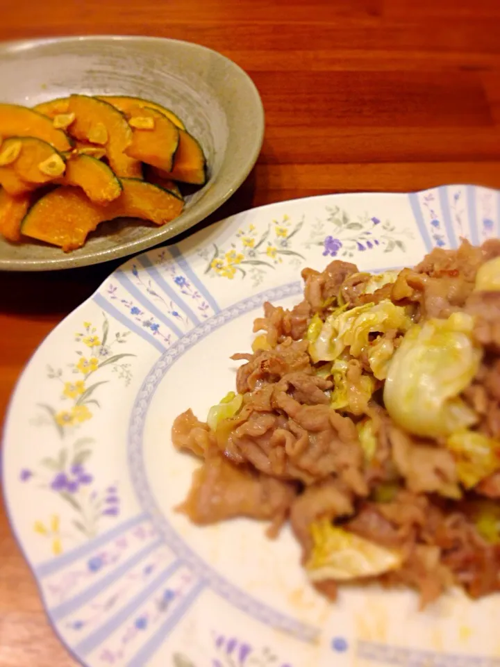 回鍋肉風＆かぼちゃのにんにく風味焼き☆|みきさん