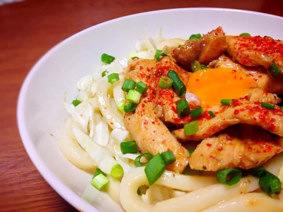 Snapdishの料理写真:焼肉風の鶏肉冷やしうどん/燒肉雞烏龍冷麵|Madoka Suさん